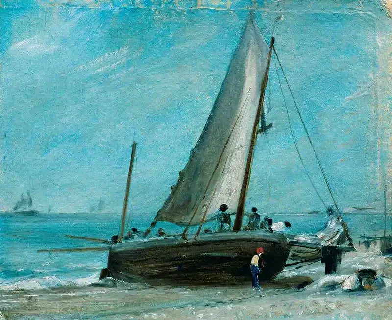 Brighton Beach, con barca da pesca e equipaggio - John Constable