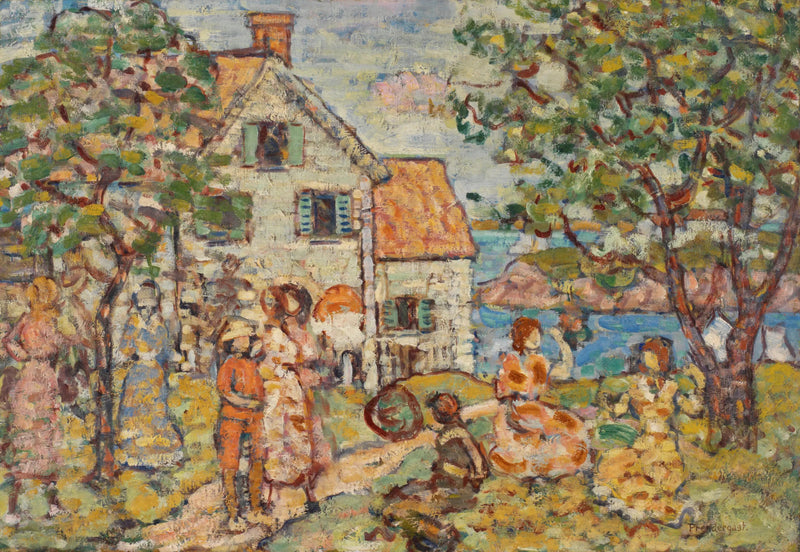 Spiaggia e due case - Maurice Prendergast