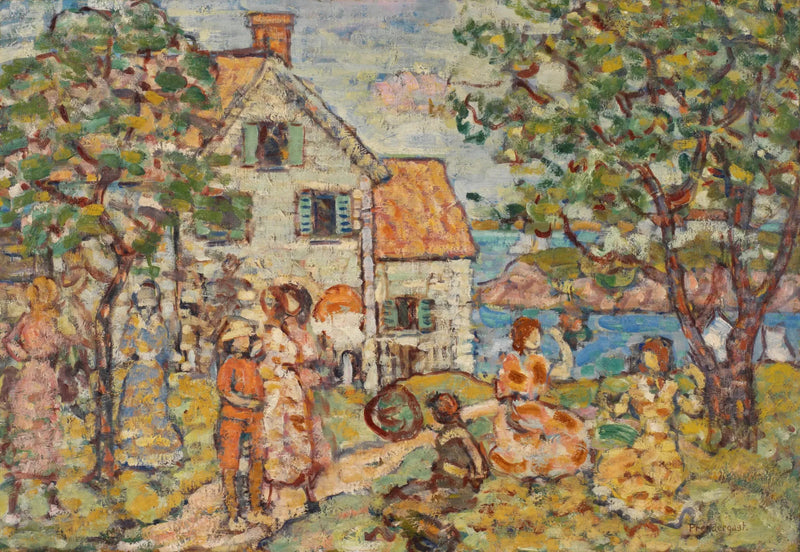 Spiaggia e due case - Maurice Prendergast