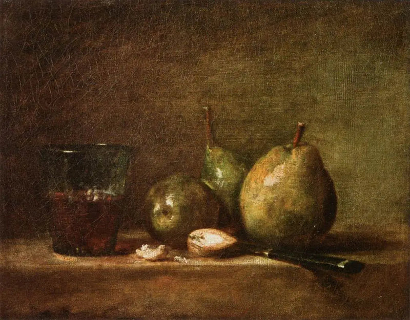 Pere, noci e bicchiere di vino - Jean Siméon Chardin