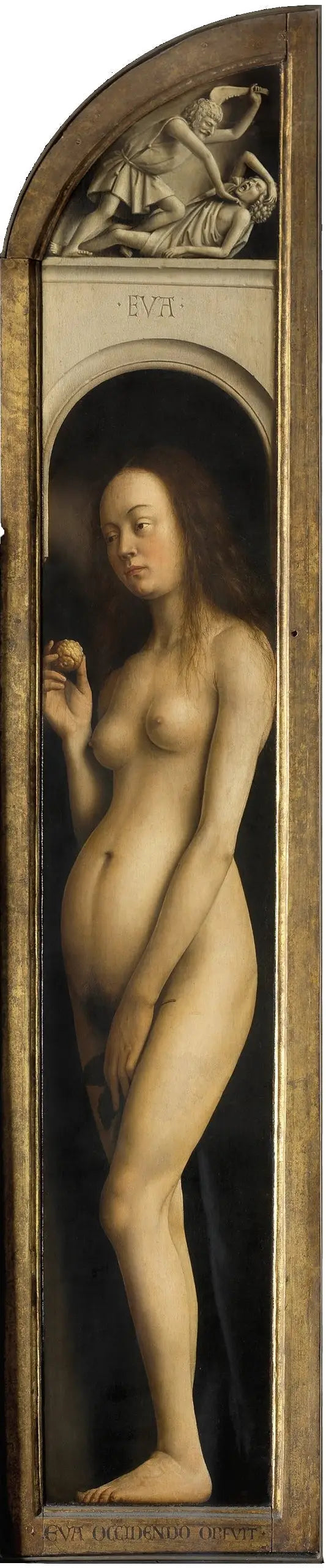 Polyptyque : pannello esterno di sinistra : volto. Veglia. - Jan van Eyck