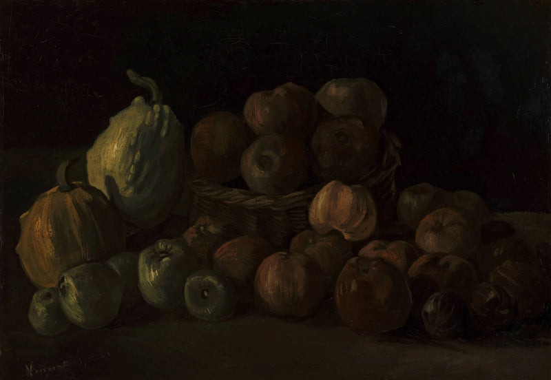 Natura morta con un cesto di mele e due zucche - Vincent van Gogh