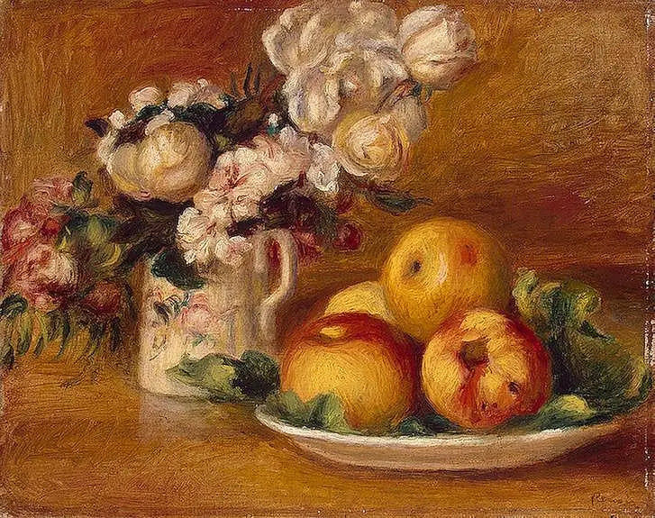 Pommes et fleurs - Pierre-Auguste Renoir image 1 copie de tableau peinte à la main