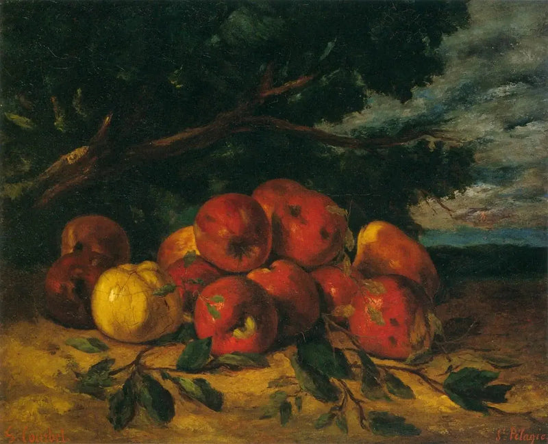 Mele rosse ai piedi di un albero - Gustave Courbet