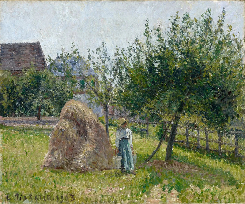 Mela e macina a Eragny, mattina di sole - Camille Pissarro