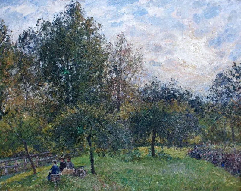 Meli e pioppi al sole calante, Eragny - Camille Pissarro