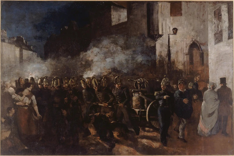 Pompiers in azione a un incendio - Gustave Courbet
