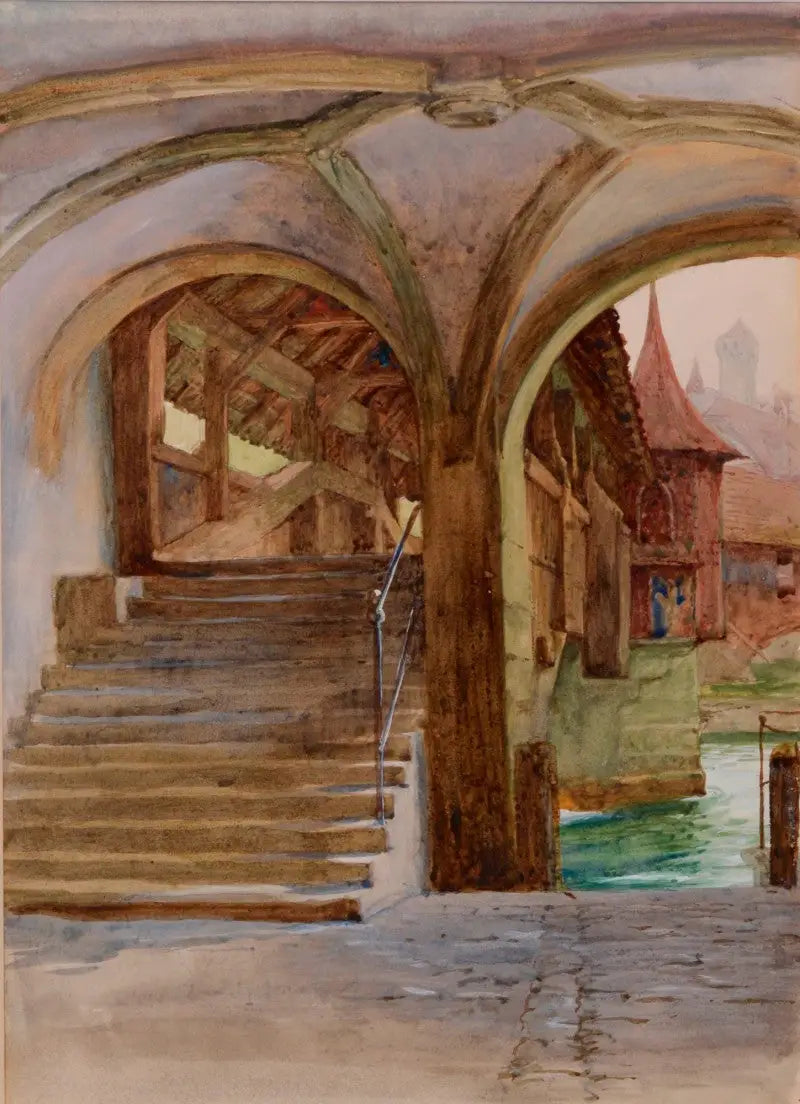 Pont de la Chapelle al lago dei Quattro-Cantoni - Frank Bernard Dicksee