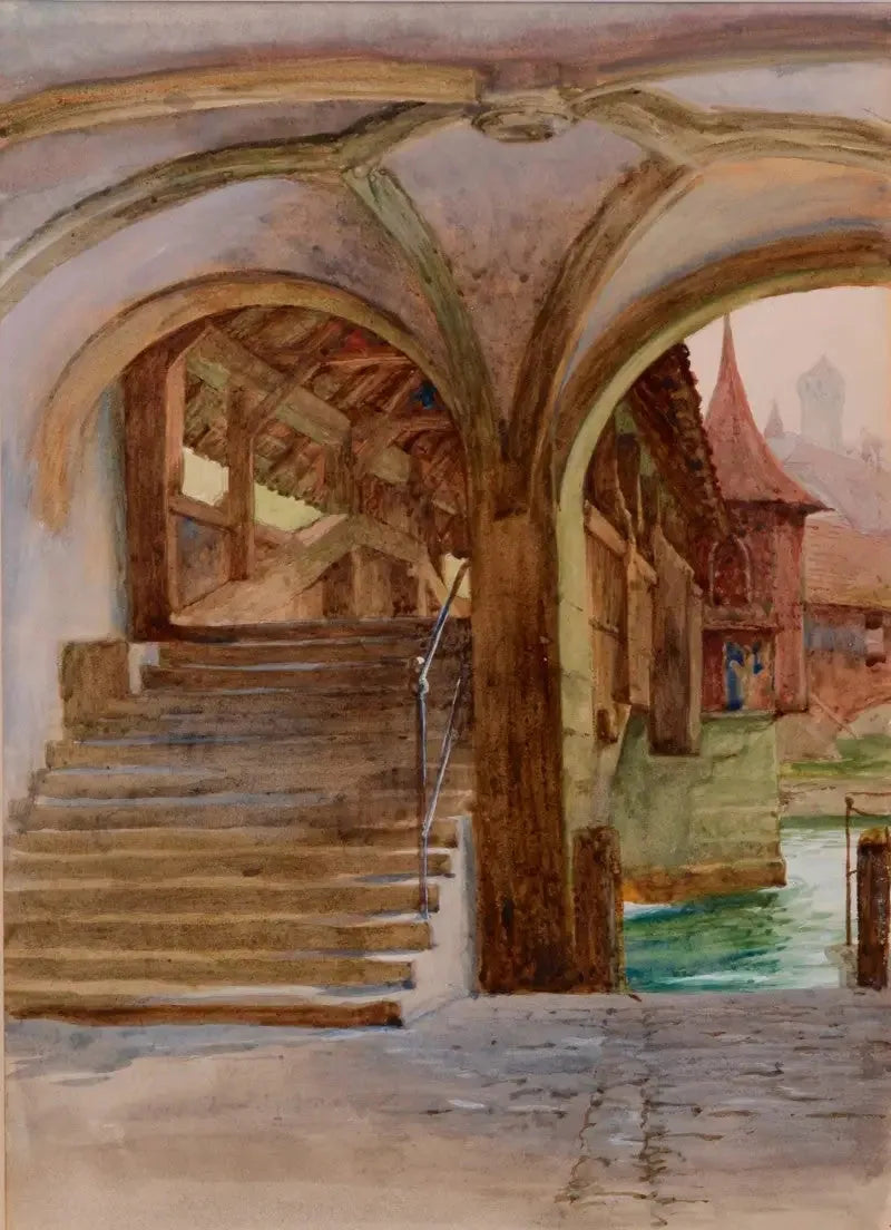 Pont de la Chapelle al lago dei Quattro-Cantoni - Frank Bernard Dicksee