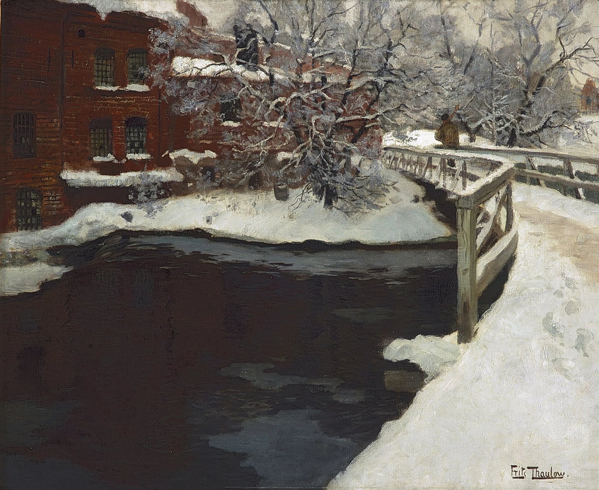 Pont de Treschow - Frits Thaulow image 1 copie peinte à la main à l’huile