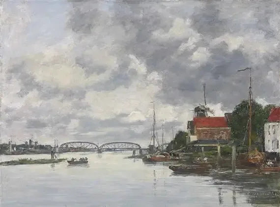 Ponte sulla Mosa vicino a Dordrecht - Eugène Boudin