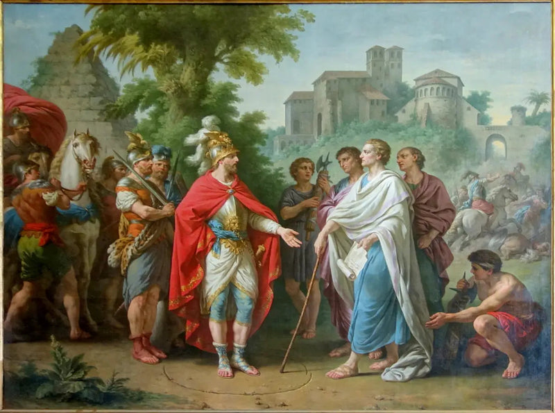 Popilius inviato in ambasciata presso Antiocho Epifane per fermare il corso delle sue devastazioni in Egitto - Louis Jean François Lagrenée