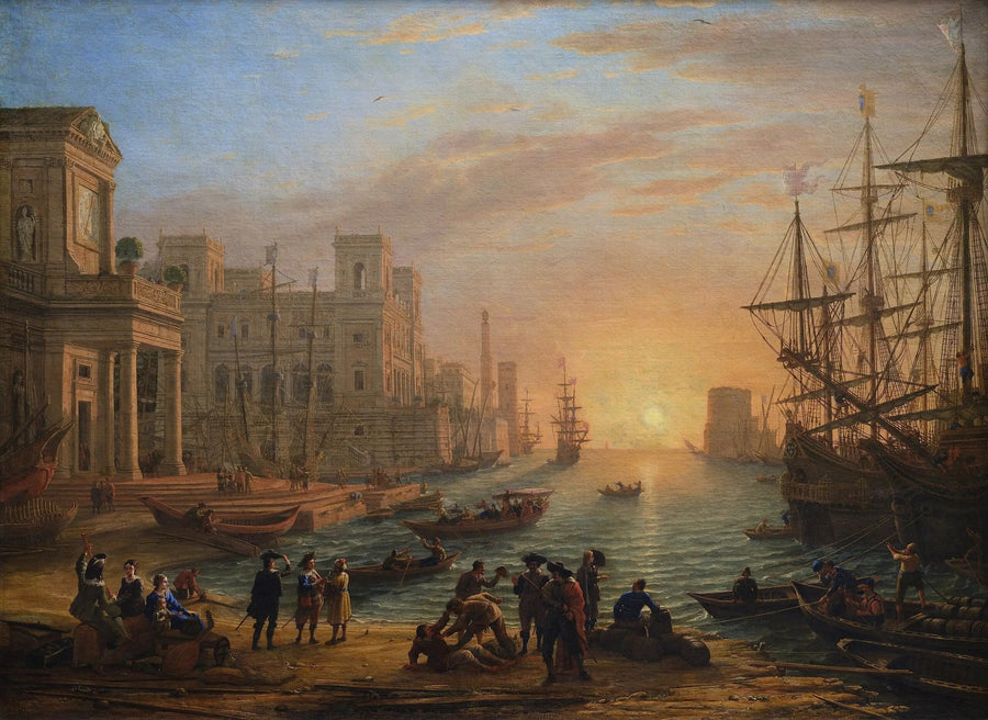 Porto marittimo al tramonto del sole - Claude Lorrain