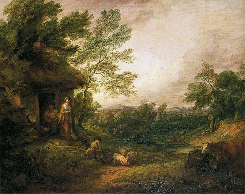 Porta di baita con ragazza e maiali - Thomas Gainsborough