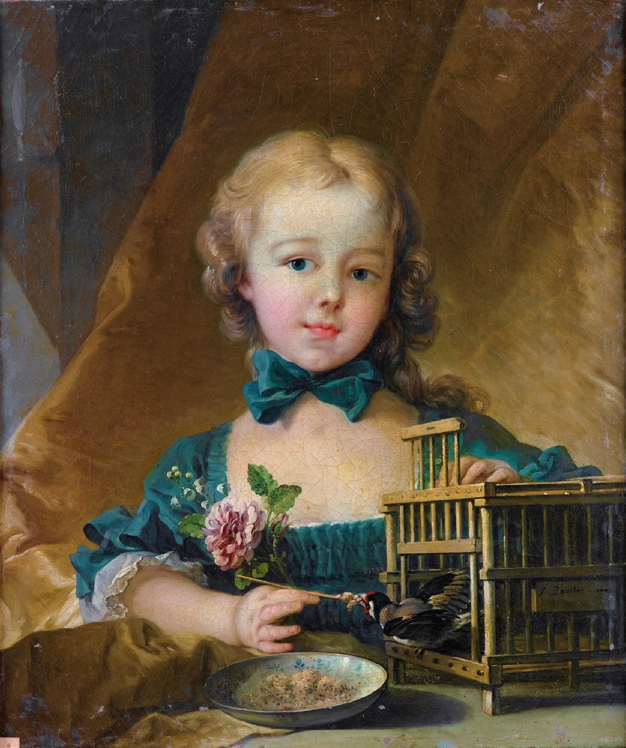 Ritratto di Alexandrine Le Normant d'Étiolles che gioca con un cardellino - François Boucher