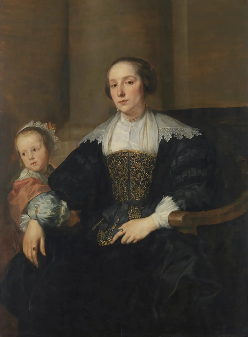 Ritratto di Anna van Thielen, moglie del pittore Theodoor Rombouts con la loro figlia - Antoine van Dyck