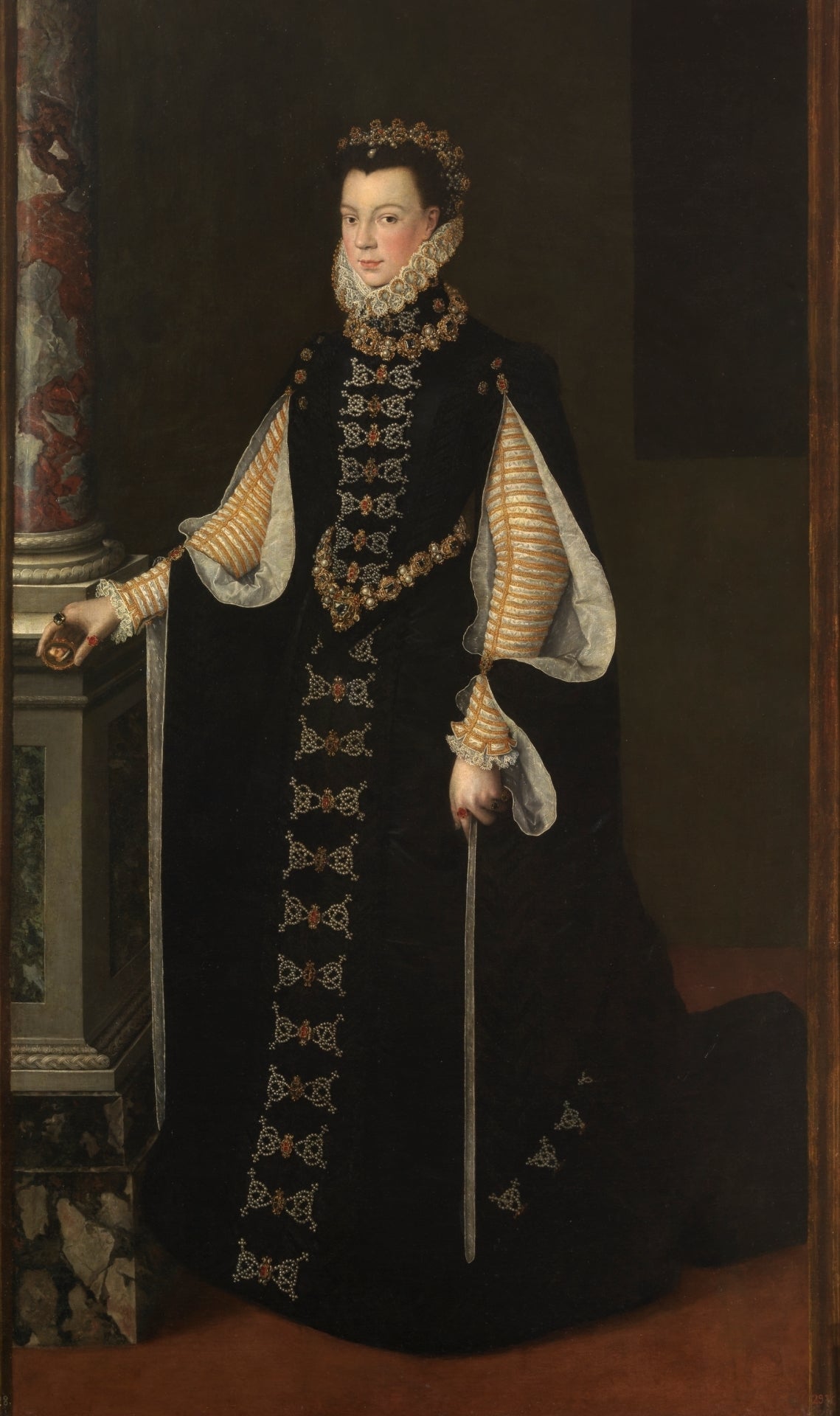 Portrait d'Élisabeth de France avec une miniature dans sa main de son mari - Sofonisba Anguissola image 1 reproduction de peinture à l’huile