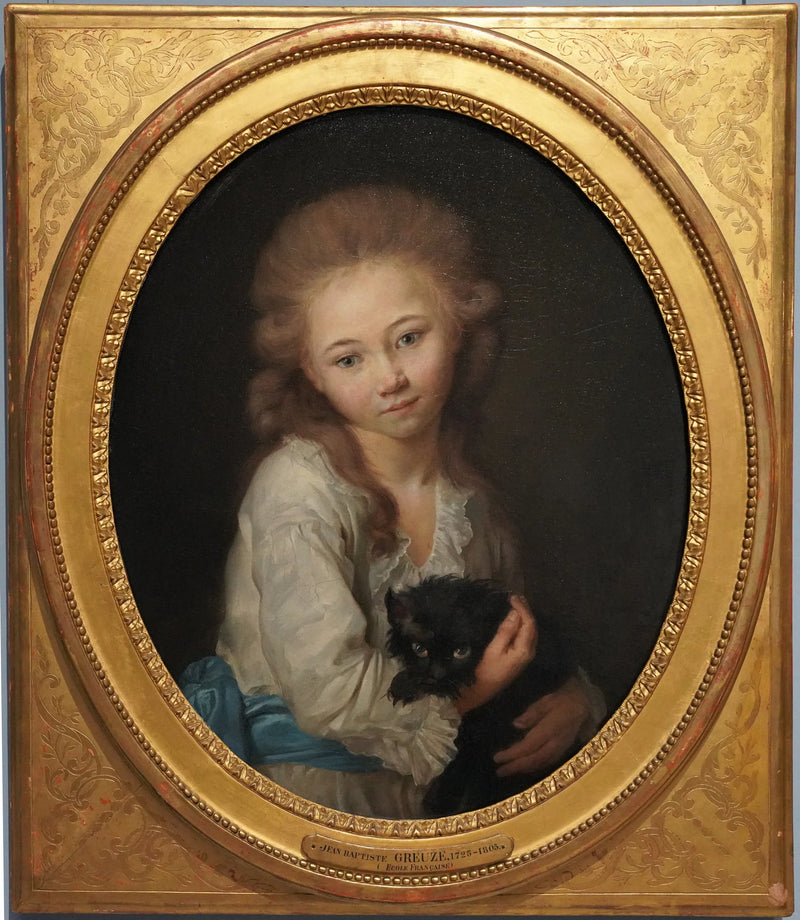 Ritratto di Spirito di Baculard d'Arnaud con un gatto - Jean-Baptiste Greuze