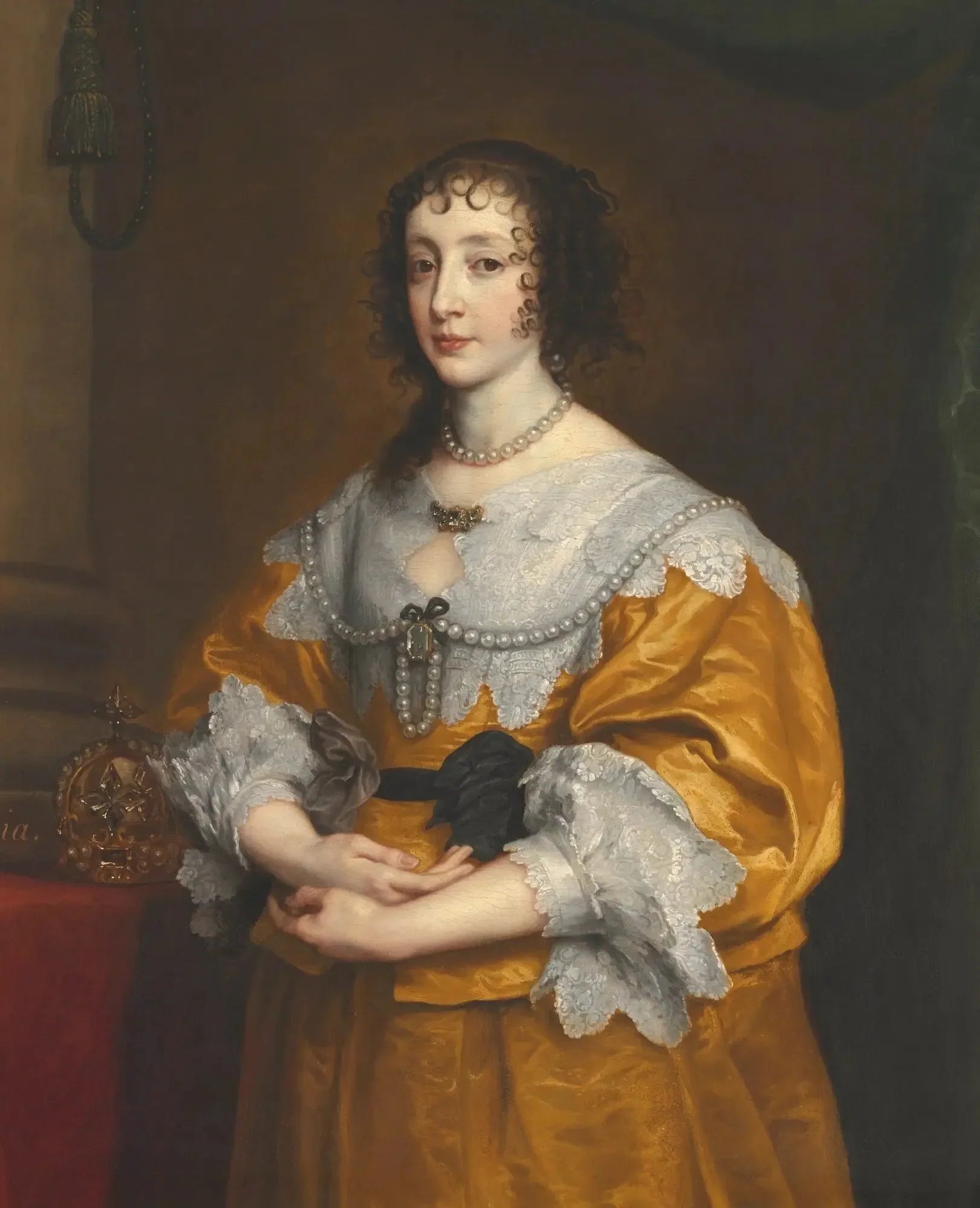 Portrait d'Henriette-Marie de France, reine d'Angleterre, d'Écosse et d'Irlande - Antoine van Dyck image 1 reproduction de peinture à l’huile