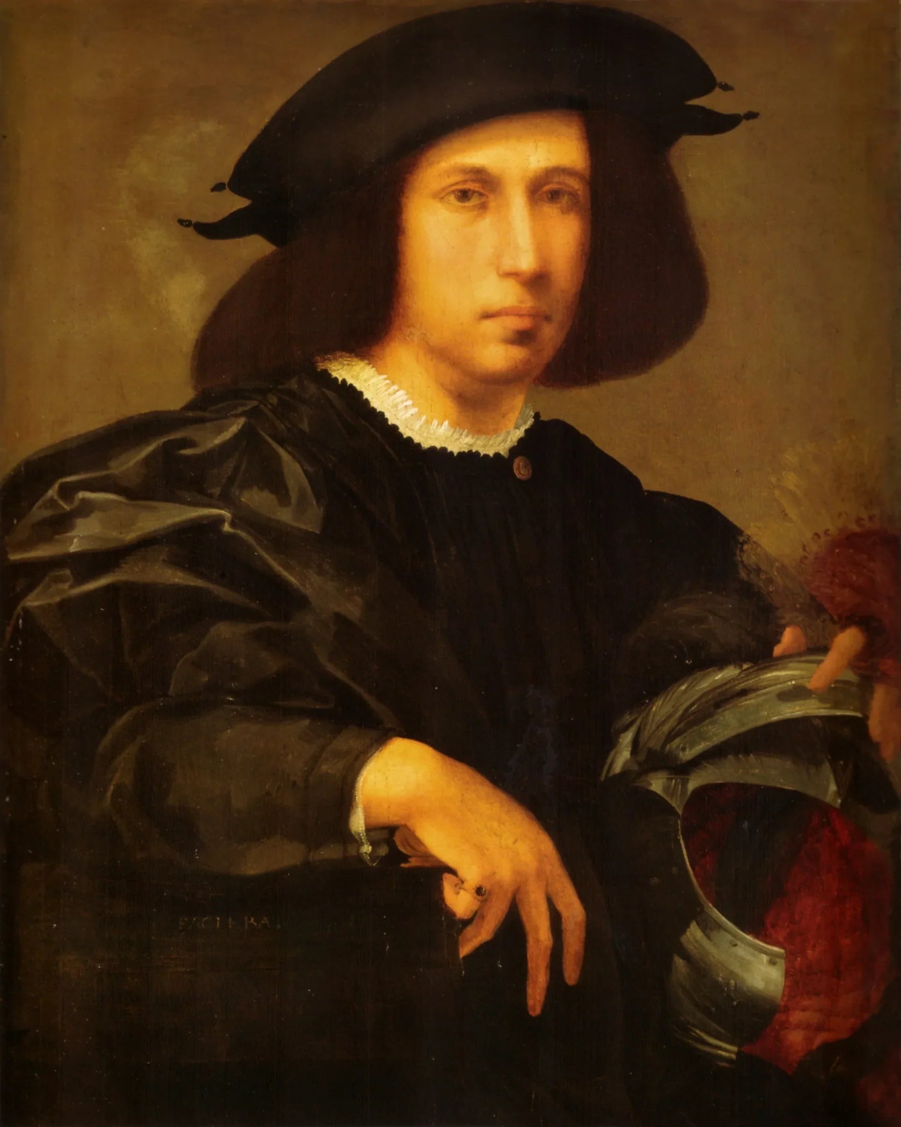 portrait d'homme avec un casque - Rosso Fiorentino image 1 reproduction de peinture à l’huile