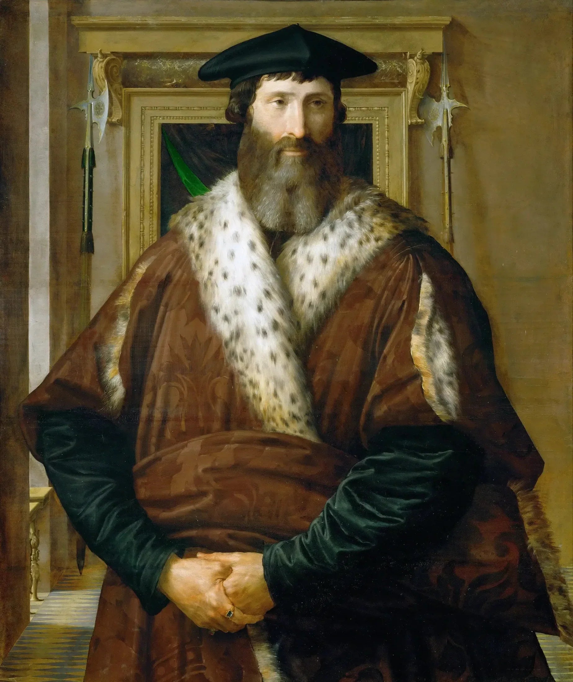 Portrait d'homme (Condottiere Malatesta Baglioni?) - Parmigianino image 1 copie de tableau peinte à la main