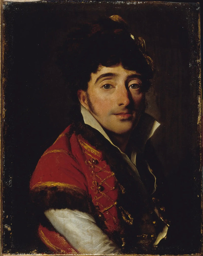 Ritratto di un attore, in giacca rossa bordata di pelliccia - Louis-Léopold Boilly