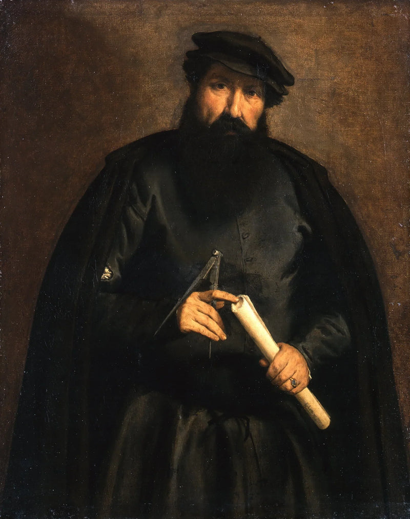 Ritratto di un uomo con un cerchio e un rotolo di carta - Lorenzo Lotto