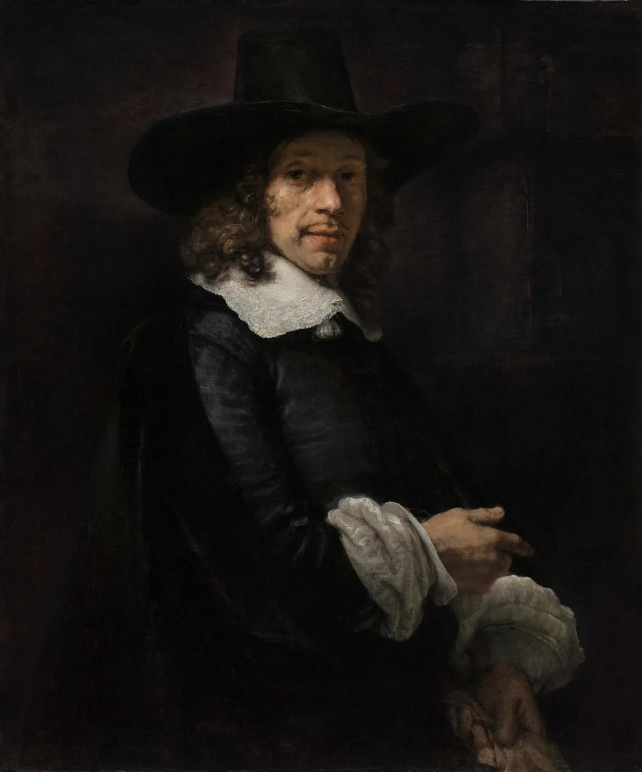 Ritratto di un uomo con un cappello a cilindro e guanti - Rembrandt