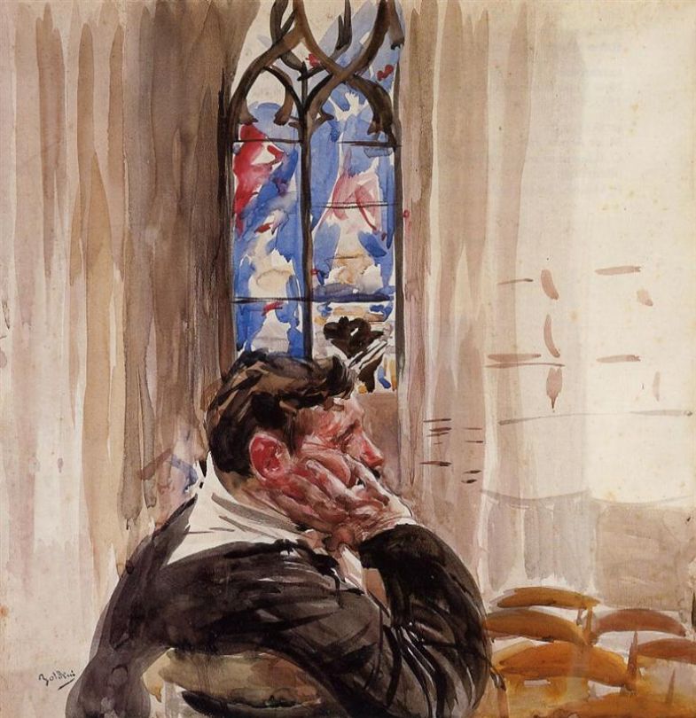 Ritratto di un uomo in una chiesa - Giovanni Boldini