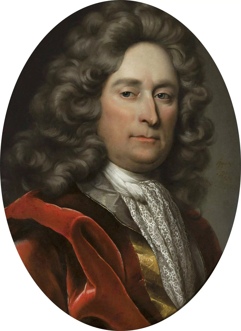 Ritratto di un uomo con parrucca grigia. - Hyacinthe Rigaud