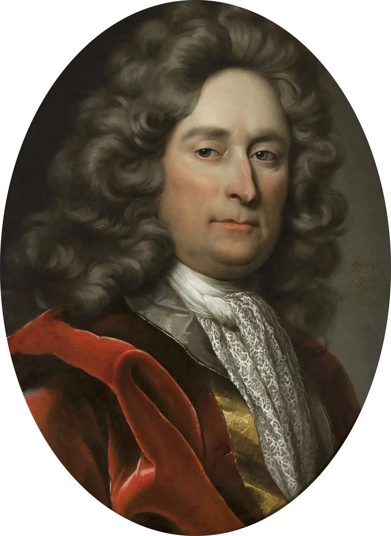Ritratto di un uomo con parrucca grigia. - Hyacinthe Rigaud