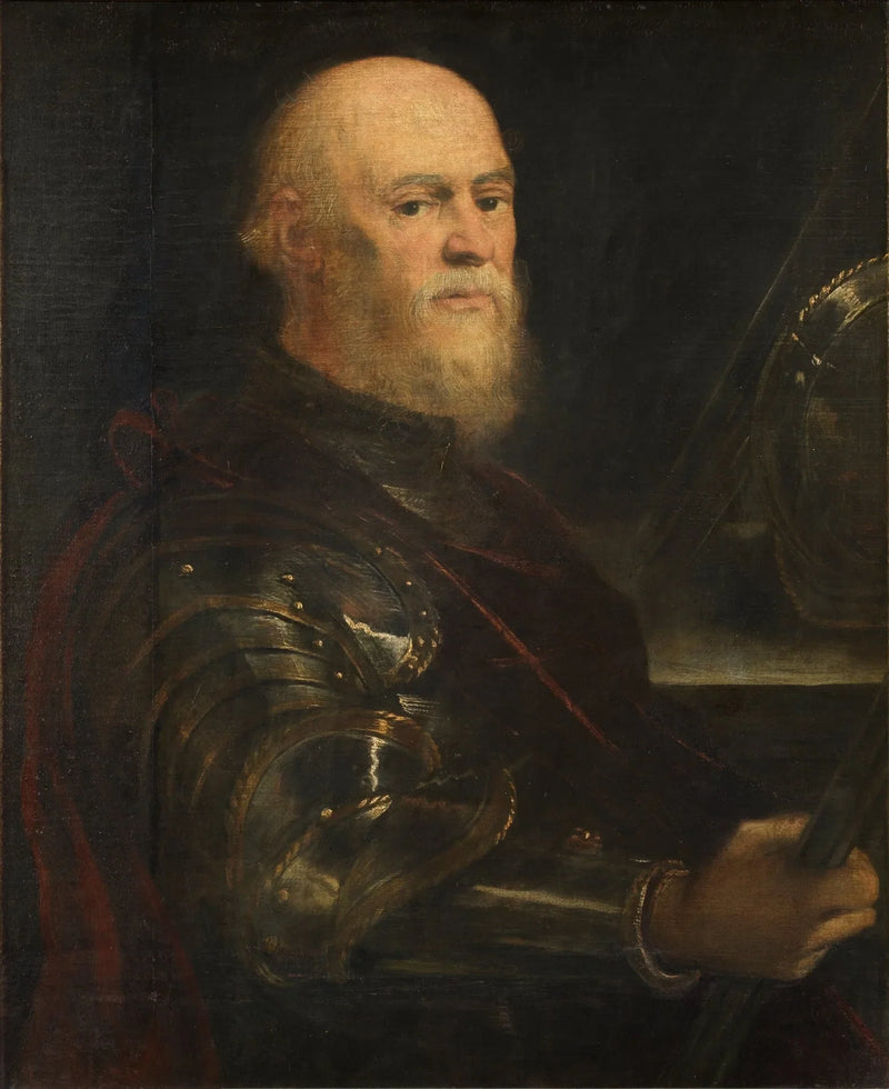 Ritratto di un uomo in armatura che tiene il bastone di comando, probabilmente Jan Amor Tarnowski - Jacopo Tintoretto