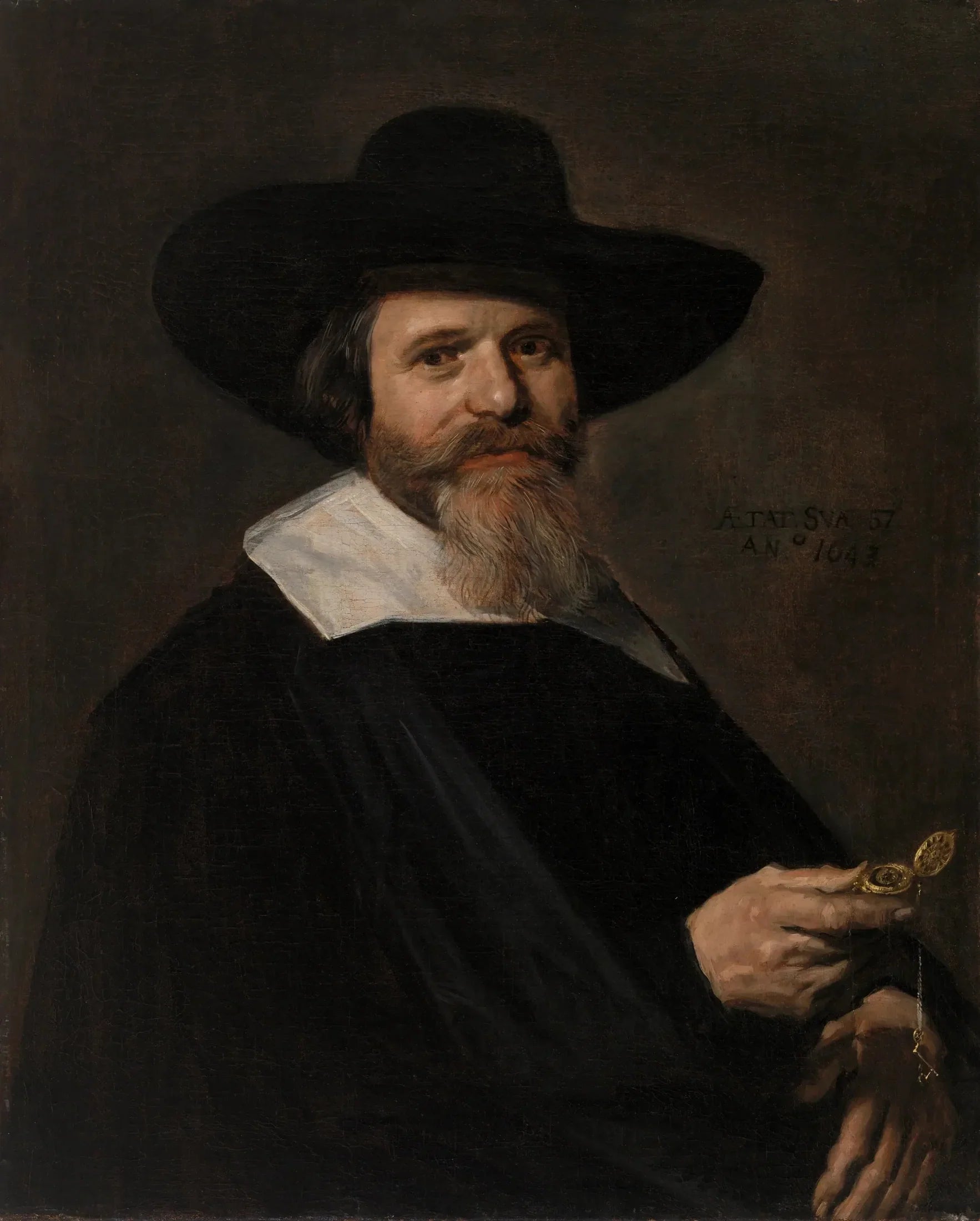 portrait d'un homme inconnu avec une montre - Frans Hals image 1 copie peinte à la main à l’huile