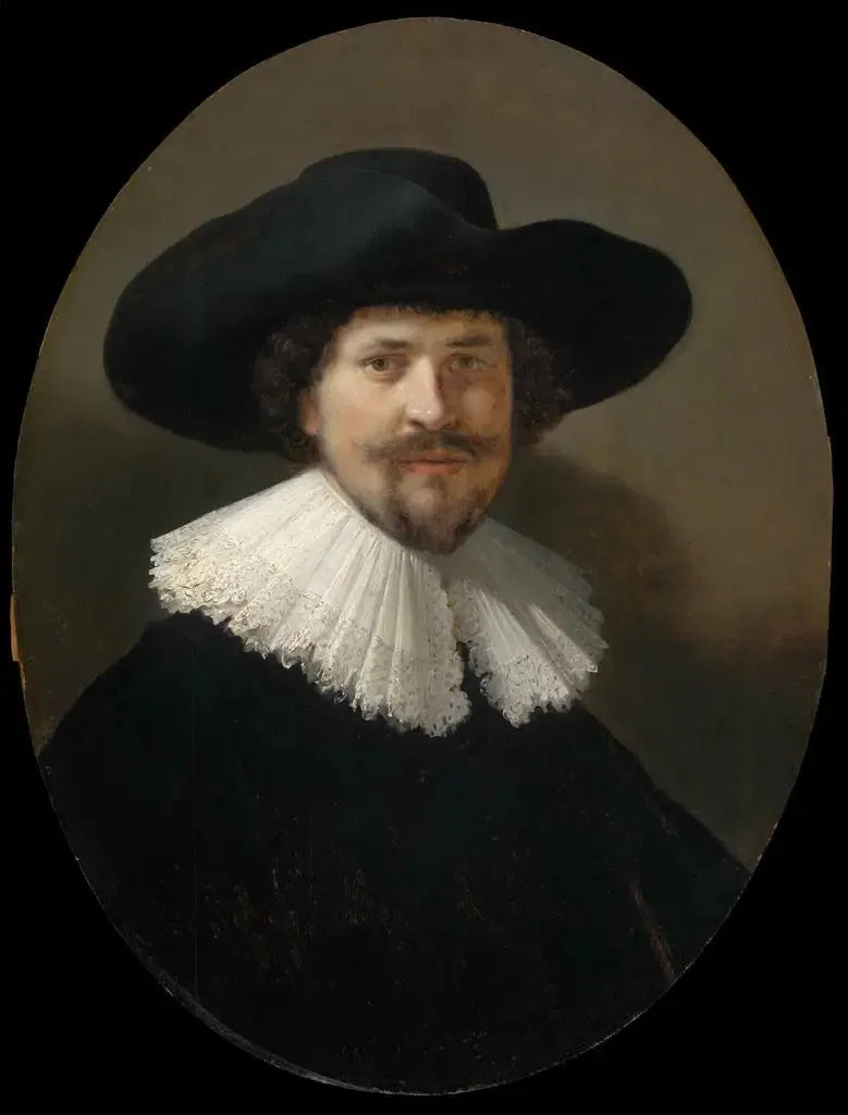 Portrait d'un homme portant un chapeau noir - Rembrandt image 1 tableau peint à l’huile sur toile
