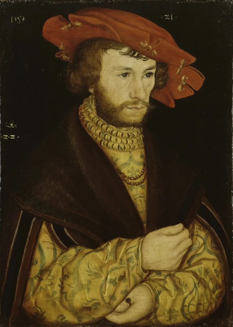 Ritratto di un giovane uomo con una barba e un berretto rosso - Lucas Cranach il Vecchio
