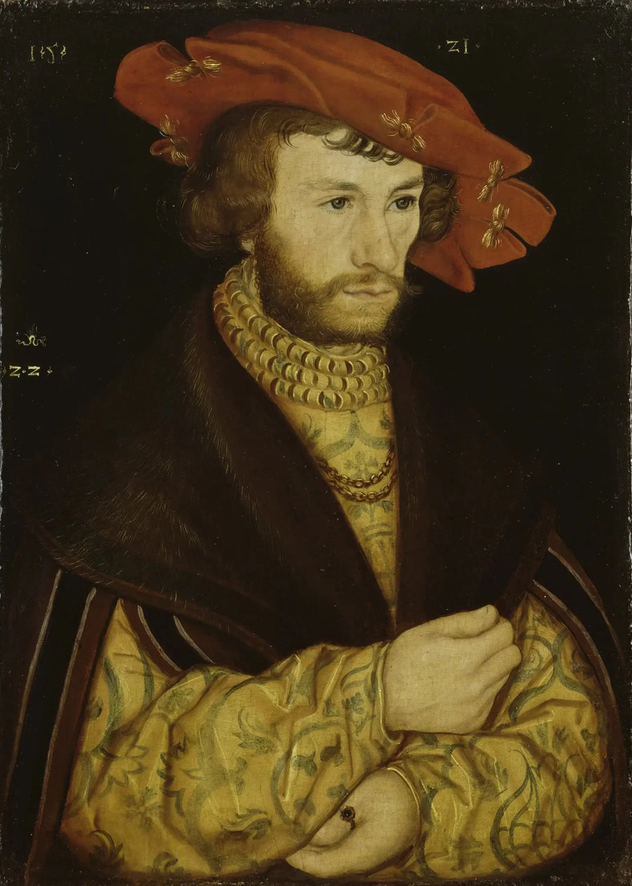 Ritratto di un giovane uomo con una barba e un berretto rosso - Lucas Cranach il Vecchio