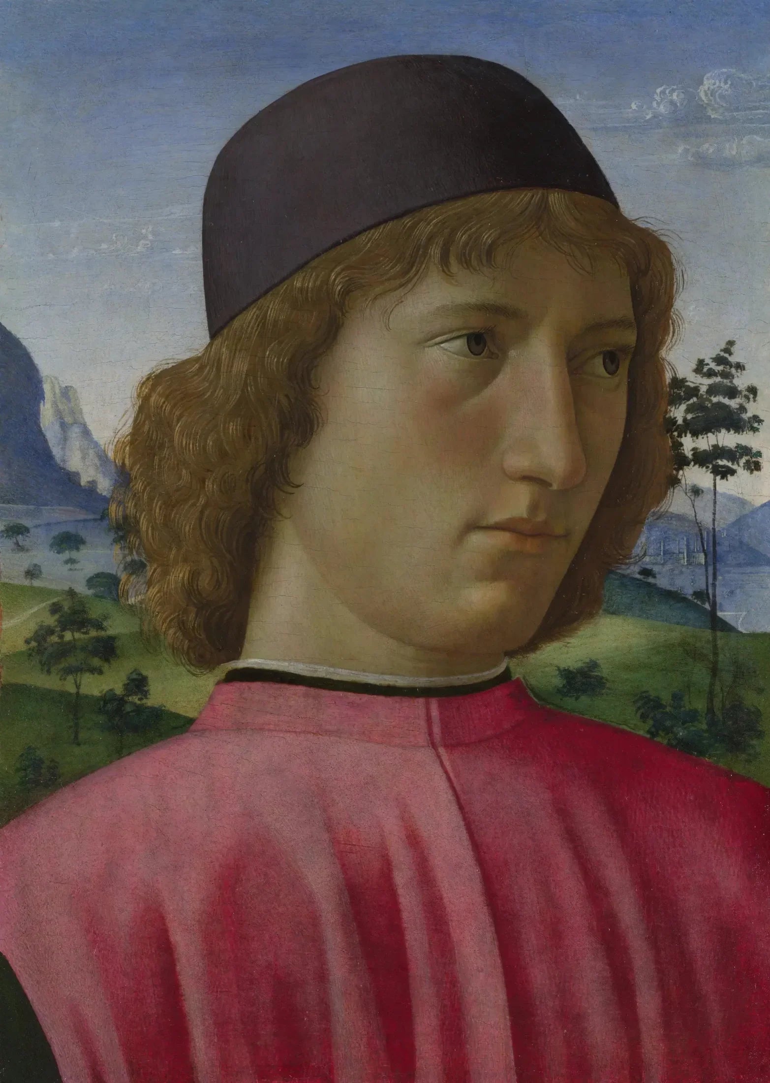 Portrait d'un Jeune Homme en rouge - Domenico Ghirlandaio image 1 copie de tableau peinte à la main
