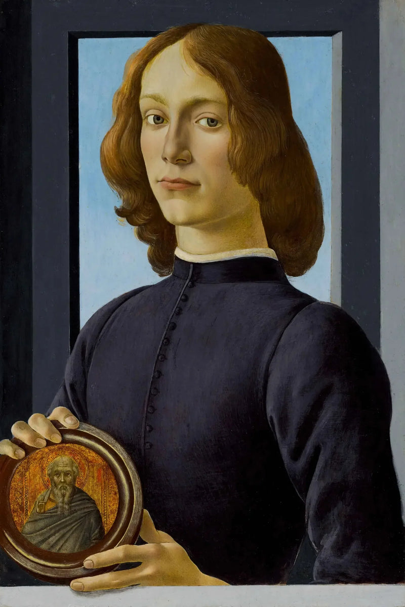 Ritratto di un giovane uomo che tiene un medaglione - Sandro Botticelli