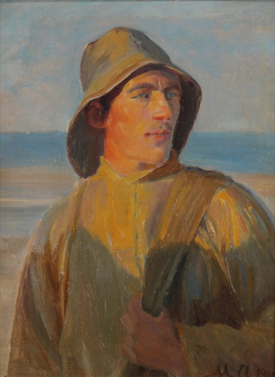 Ritratto di un giovane pescatore con l'impermeabile. 1900. - Michael Peter Ancher