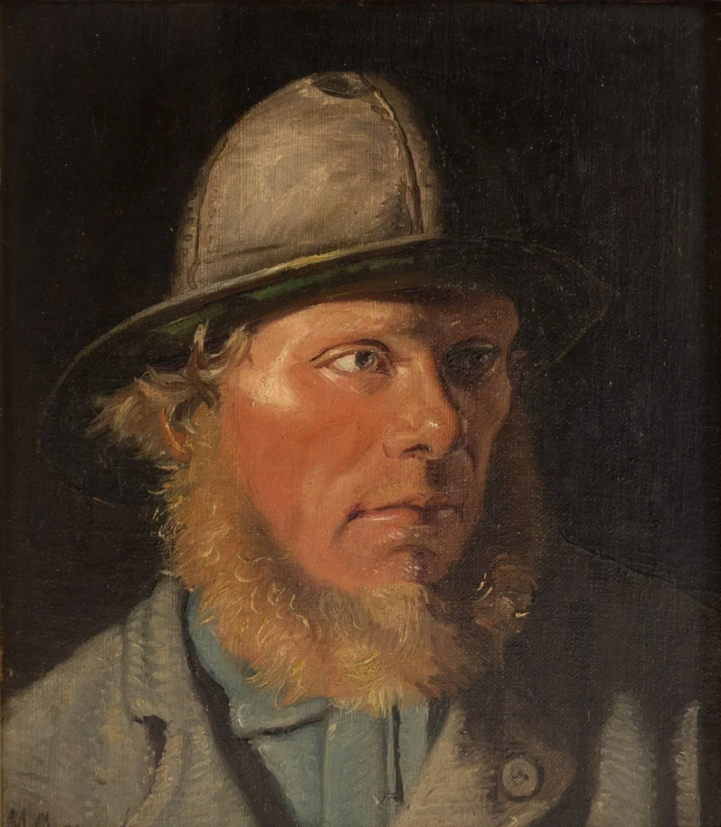 Ritratto di un giovane pescatore che indossa un impermeabile. - Michael Peter Ancher