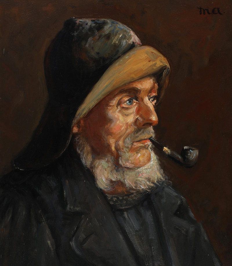 Ritratto di un pescatore. 35 x 31 cm. -Michael Peter Ancher
