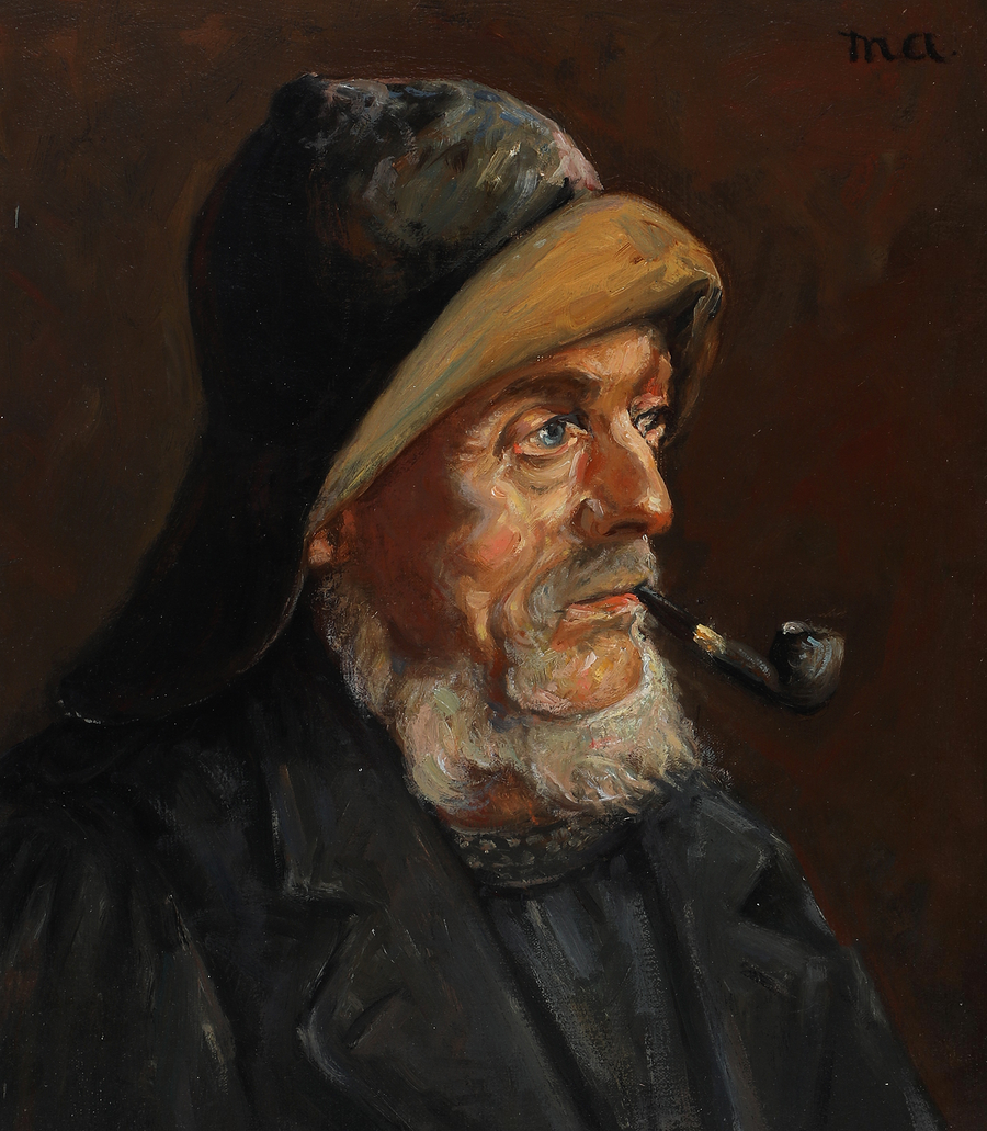 Ritratto di un pescatore. 35 x 31 cm. -Michael Peter Ancher