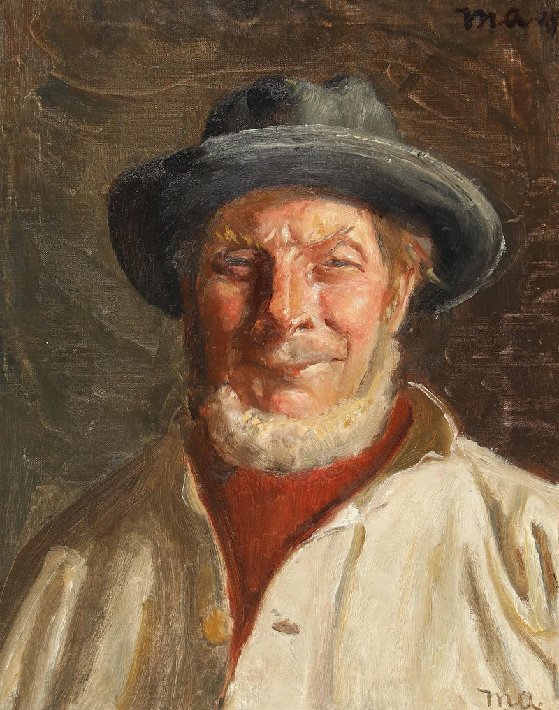 Ritratto di un pescatore di Skagen con un cappello nero. -Michael Peter Ancher