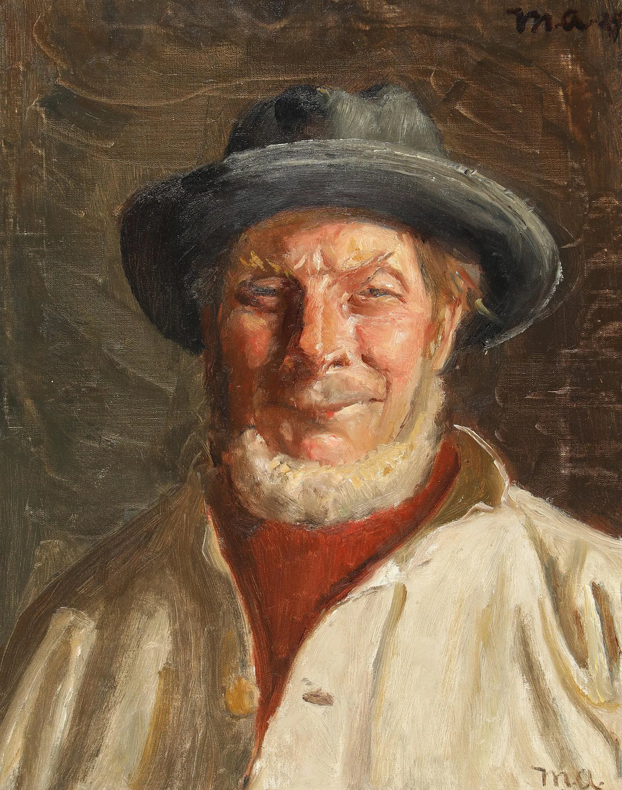 Ritratto di un pescatore di Skagen con un cappello nero. -Michael Peter Ancher
