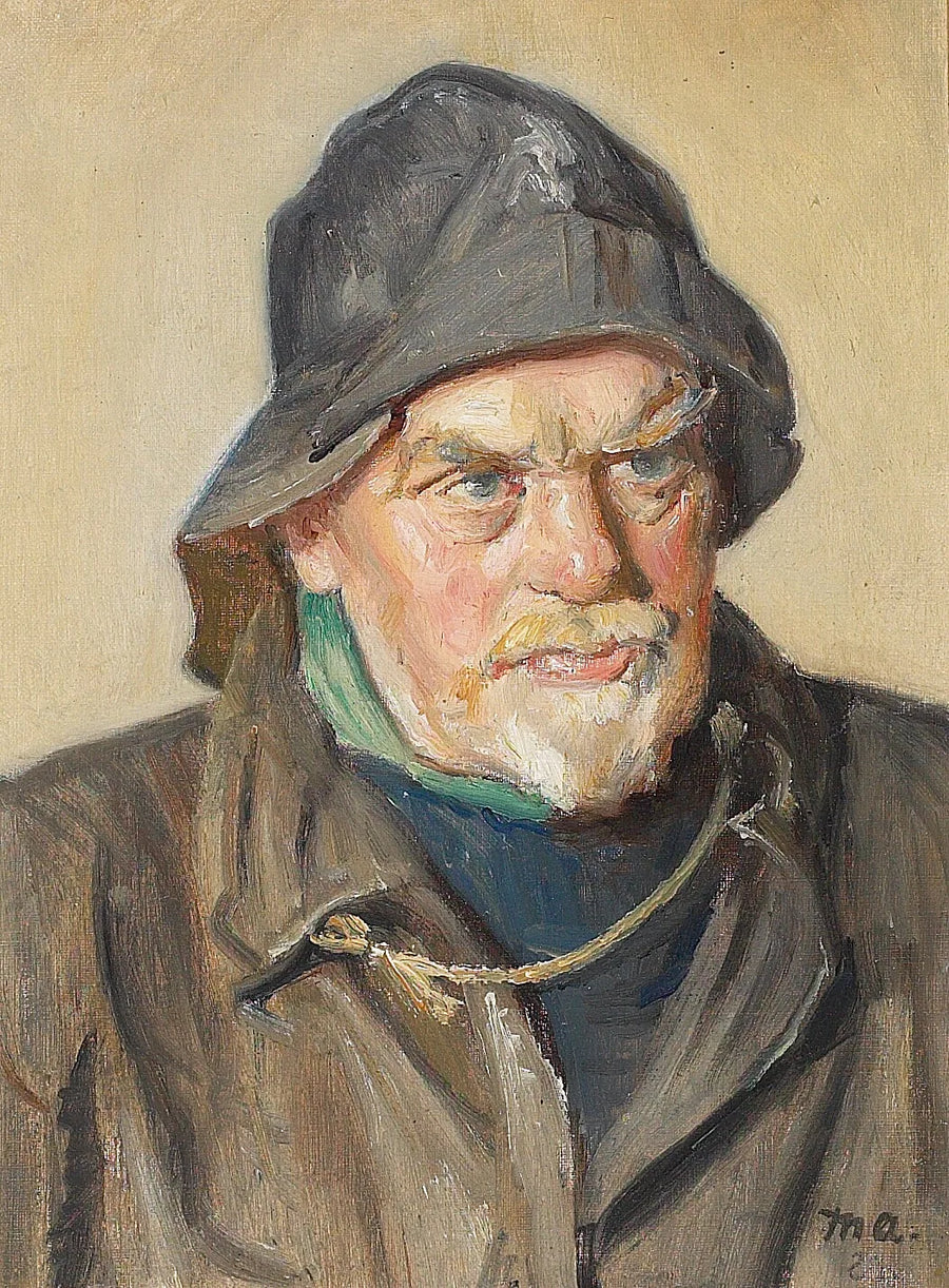 Ritratto di un pescatore che indossa una tela cerata. -Michael Peter Ancher