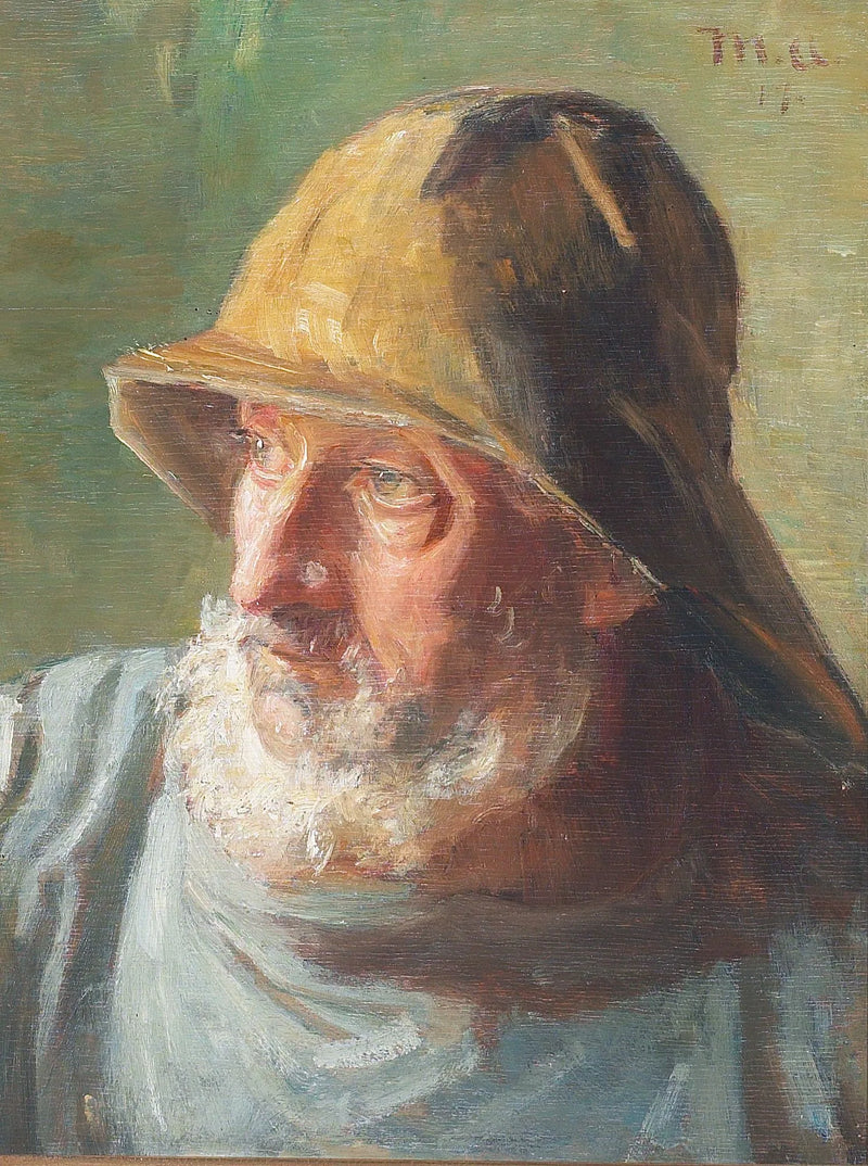 Ritratto di un pescatore che indossa una tela cerata. -Michael Peter Ancher