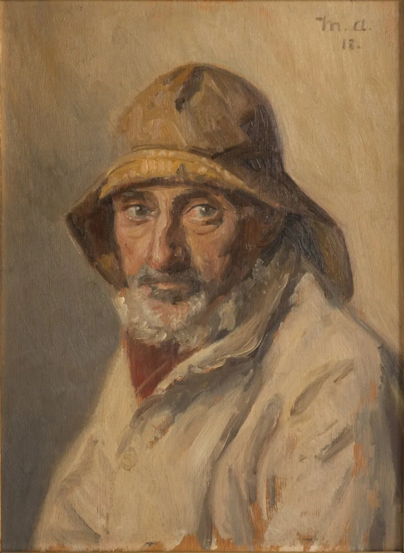 Ritratto di un pescatore che indossa una tela cerata. -Michael Peter Ancher