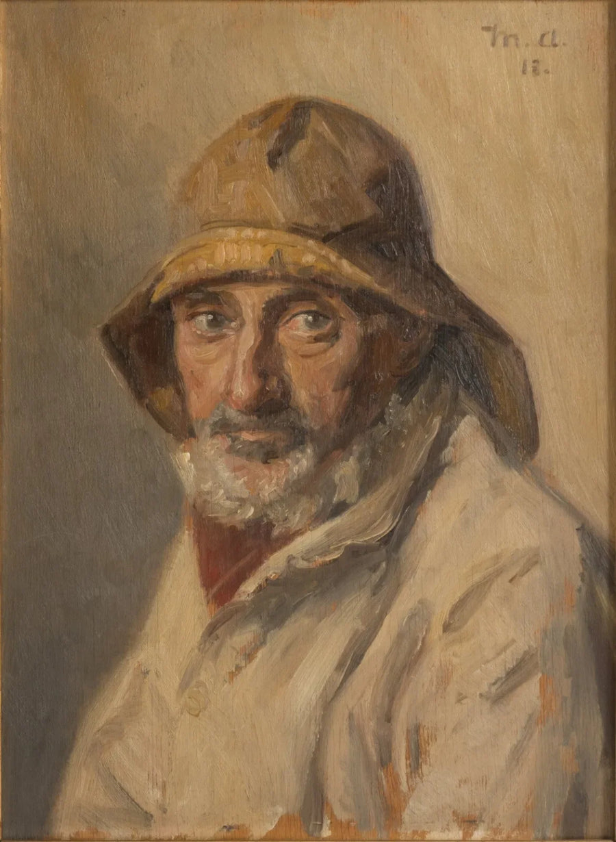 Ritratto di un pescatore che indossa una tela cerata. -Michael Peter Ancher