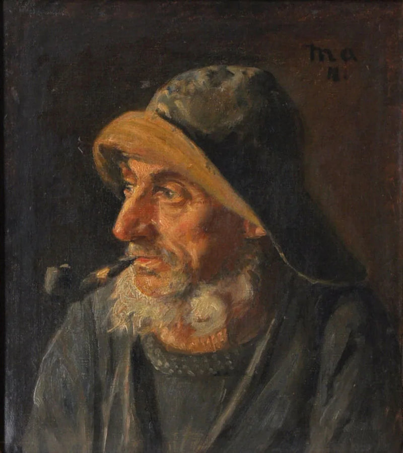 Ritratto di un pescatore che indossa una tela cerata. -Michael Peter Ancher