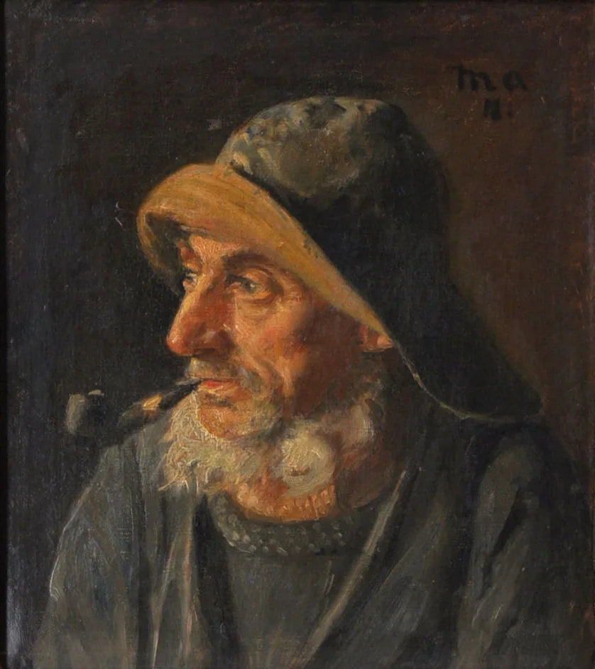 Ritratto di un pescatore che indossa una tela cerata. -Michael Peter Ancher